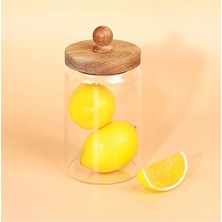 2 Adet  Arow Madera Akasya Kapak Saklama Kavanozu