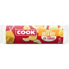 4 Adet Cook Çöp Torbası Eko Büzgülü Orta Kavun Kokulu 15'li