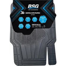 3 Adet Bsg Universal 3D Havuzlu Siyah 5 Parça Tüm Araçlara Uyumlu Paspas