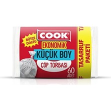 2 Adet Cook Ekonomik Küçük Çöp Torbası Şeffaf (40 cm x 47 Cm) 60 Yaprak