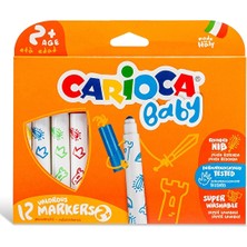 Carioca Teddy Jumbo 12'li Bebek Yıkanabilir Keçeli Boya Kalemi 2 Yaş İçin Dermatolojik Olarak Test Edilmiş
