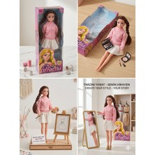 Mavi Su Dünyası Kazaklı Örgü Saçlı Etekli Bebek 30 cm Model Oyuncak Bebek Model Bebek