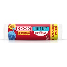 4 Adet Cook Ekonomik Orta Çöp Torbası Mavi ( 55 cm x 60 cm ) 30 Yaprak