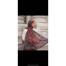 Buscarfs Yün Etnik Desen Bordo Şal