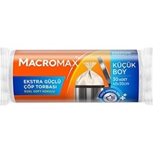 3 Adet Macromax Extra Güçlü Çöp Torbası Küçük Boy 30'lu