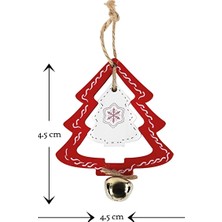 4 Adet Assersan Waldern Kırmızı Ahşap Çam Ağacı Süsü 4.5 Cm*4.5 cm