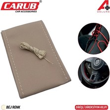2 Adet  Carub Direksiyon Kılıfı Iğneli 38CM Delüx Bej Dikişli