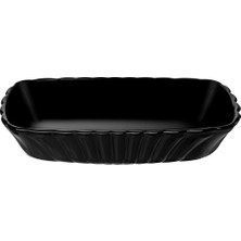 4 Adet   Paşabahçe Mezze Servis Tabağı Siyah 2 Parça 17X11 cm