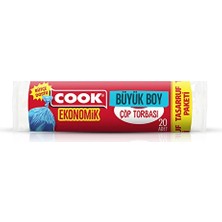 3 Adet Cook Ekonomik Büyük Çöp Torbası Mavi (65 cm x 80 Cm) 20 Yaprak