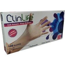 3 Adet Clinlife Vinyl Eldiven 100'LÜ Large