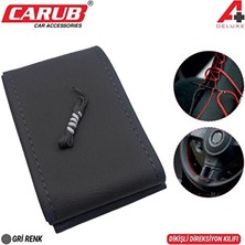 2 Adet  Carub Direksiyon Kılıfı Iğneli 38CM Delüx Gri Dikişli