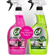 3 Adet Cif Ultra Hız Anında Etki Sprey Yeşil 750 ml + Cif Ultra Hız Anında Etki Sprey Sakura 750 ml