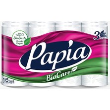 Papia 2 Adet 16 Rulo Biocare Tuvalet Kağıdı Ultra Yumuşak ve Ekstra Dayanıklı 3 Katlı