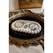 Özgürce Büyük Boy Dekoratif Yüzük ve Takı Tabağı Seti, Şık Makyaj ve Sergi Standı