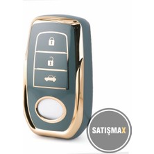 Satışmax Toyota Chr C-Hr Uyumlu Camry Corolla Cross Prius Prado Rav4 Hilux Anahtar Kılıfı Gri Gold