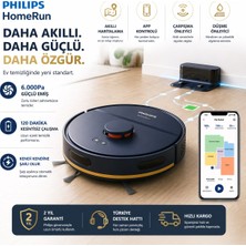 Philips Akıllı Lazer Haritalamalı 6000 Pa Çekim Sunan Islak Kuru Temizlik Yapan Uygulama Kontrollü Sessiz Çalışan Otomatik Şarjlı Robot Süpürge