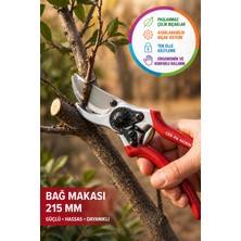 Toyfest Profesyonel Bağ Makası 215 mm Paslanmaz Çelik Budama Makası Ergonomik Dal Kesme Makası