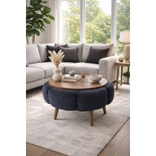 İmoka Dizayn Papatya Wellsoft Antrasit Kumaş Kaplamalı Yuvarlak Çap 60 cm Orta Sehpa