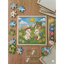 Özgürce Çocuklar Için Ahşap Tavşan Boyama Seti, Eğitici ve Eğlenceli Hobi Paket