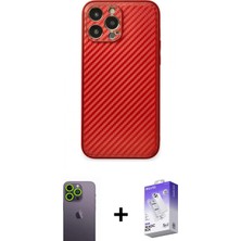 Marsilyan™- iPhone 13 Pro Max Kılıf Ahenk Işık - Siyah Bilvis 5in1 3D Magic Cam Ekran Koruyucu + Yeşil Neon Fosforlu Kamera Lens