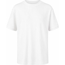 Trender Çizgili Jakar Ekru Erkek T-Shirt 4023