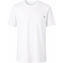 Trender Flamlı Cepli Sıfır Yaka Ekru Erkek T-Shirt 2000