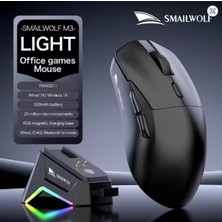 Maypal Smailwolf M3 Pro Plus Kablosuz Oyuncu Mouse PAW3311 Sensör - 3 Modlu 12000 Dpı Manyetik Şarj Standlı Rgb 65G Ultra Hafif Fare 1000Hz 1k Hız
