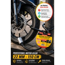 Toyfest Profesyonel Motor Kilidi 150CM 22MM Çelik Halat Kilit Su Geçirmez Güvenlik Kilidi