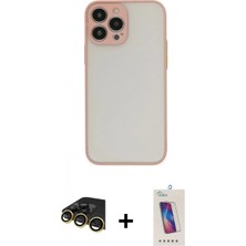 Marsilyan™- iPhone 14 Pro Max Kılıf Ahenk Çizgi Serisi - Siyah Joko 5d Cam + Gold Raze Metal Kamera Lens