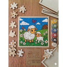 Özgürce Çocuklar Için Ahşap Koyun Boyama Seti, Montessori Eğitici Hobi Seti