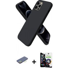 Marsilyan™- iPhone 12 Pro Max Kılıf Kozmos Yansıma Özel Seri - Şeffaf Temperli Cam Ekran Koruyucu + Yeşil Renkli Kamera Lens Koruma Cam