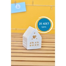 Özgürce 20 Adet Boyamaya Hazır Küçük Ev Tealight Objesi, Kendin Yap Seti
