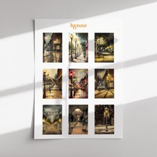 Henno Gece Sokak Temalı Sticker Seti (1 Adet A6) | Ajanda, Planlayıcı, Defter, Çıkartma