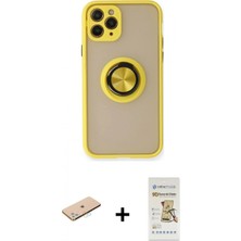 Marsilyan™- iPhone 11 Pro Kılıf Yörünge Çizgi - Siyah Mat Seramik Nano Ekran Koruyucu + Mavi Renkli Kamera Lens Koruma Cam
