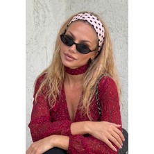 Bahels Kadın Pembe Renk Puantiyeli Saç Bandı, Bandana