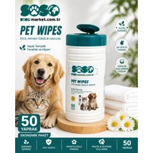 Pazaraza 50 Yaprak Pet Wipes Silindir Paket Evcil Hayvan Temizlik Mendili - Soso (Kedi & Köpek, Alkolsüz, Ph Dostu)