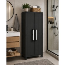 Csb Store Çok Amaçlı Plastik Dolap Siyah – 2 Kapılı 3 Raflı Geniş Depolama