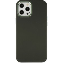 Newface Muratech New Iphone 12 Pro Max Kılıf Asya Deri Silikon - Koyu Yeşil