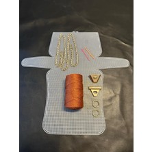 Büyük Boy Plastik  Kanvas Çanta Gold Renk Aksesuar Makrome Ip Örgü Seti Tam Kit