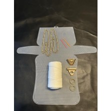Büyük Boy Plastik  Kanvas Çanta Gold Renk Aksesuar Makrome Ip Örgü Seti Tam Kit