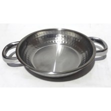 Abnturk Çift Saplı Çekiç Dövme Paslanmaz Mat Çelikten 16CM Yumurta Tavası 35MM Derinlikte Sahan Yumurta Tava