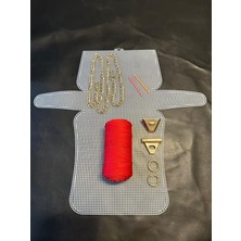 Büyük Boy Plastik  Kanvas Çanta Gold Renk Aksesuar Makrome Ip Örgü Seti Tam Kit