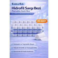 Norino 6 cm x 4 M Hidrofil Sargı Bezi Pamuklu Gazlı Bez Kısa Metraj Medikal Sarım Bezi 20 Adet