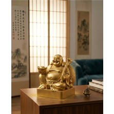 Freya Feng Shui Altın Gülen Buddha Heykeli – Şans, Zenginlik ve Pozitif Enerji Dekoru