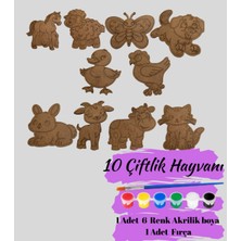 Özgürce Ahşap Çiftlik Hayvanları Boyama Seti, Montessori Eğitici Oyun Seti