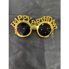 Parti Sürprizi Gold Renk Happy Birthday Eğlenceli Parti Gözlüğü