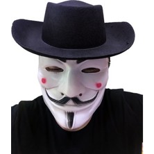 İlk El Grup Ieg™ Siyah Renkli Delikli Çocuk Boy Vendetta Şapkası ve Vendetta Maskesi