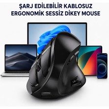 Multizone Şarj Edilebilir Kablosuz Ergonomik Sessiz Dikey Mouse Bluetooth 2.4g Ofis Gaming Pc