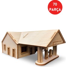 Özgürce Nostaljik Yol Üstü Akaryakıt Istasyonu Ahşap Maket Kiti, 70 Parça 3D Puzzle