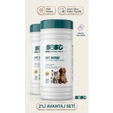 Pazaraza 2X50 Yaprak Pet Wipes Silindir Paket Evcil Hayvan Temizlik Mendili - Soso (Kedi & Köpek, Alkolsüz, Ph Dostu)